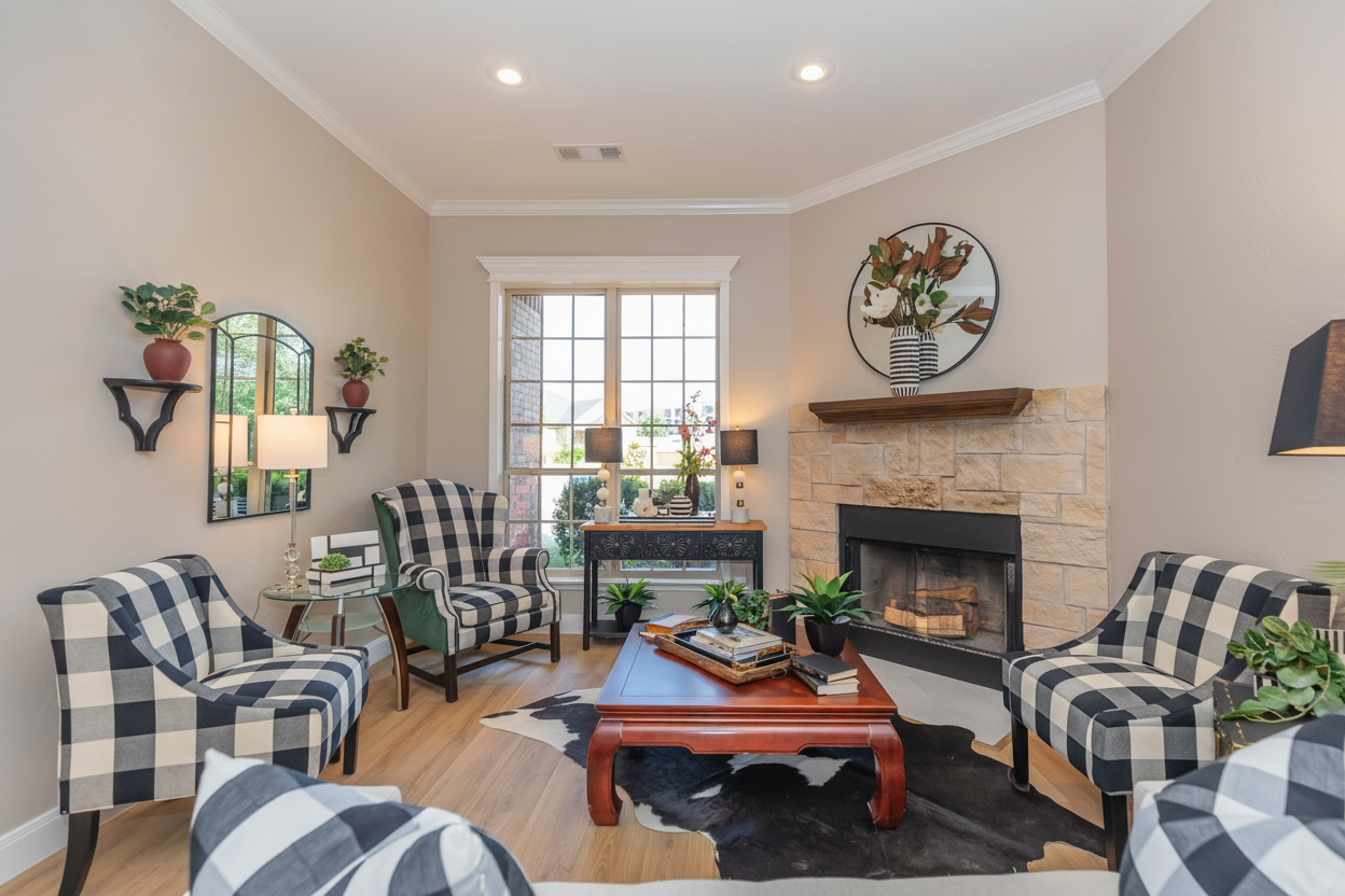 Fireplace feature staging